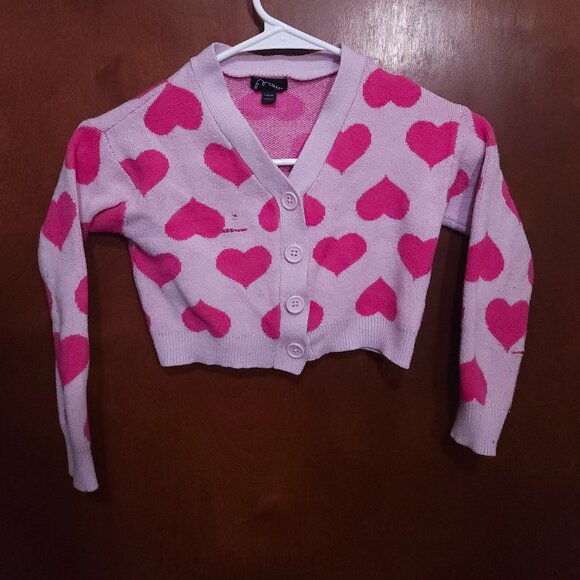 Art Class Toddler Girls Intarsia Heart Cardigan Pink Size S (6/6X) - Picture 1 of 4